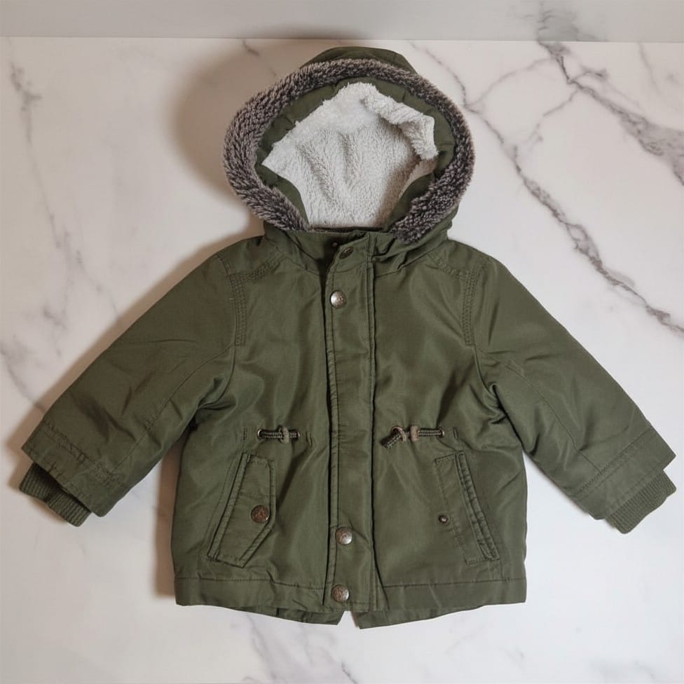 Giacca Verde con Cappuccio e Pelo — Blukids