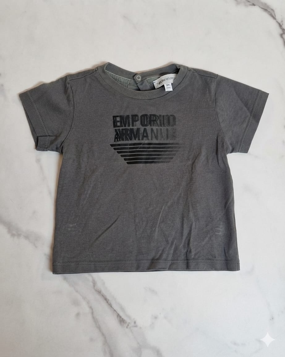 T-shirt Verde Militare con Logo Emporio Armani — Emporio Armani