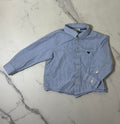 Camicia Azzurra a Righe Sottili con Logo Aquila — Armani Junior